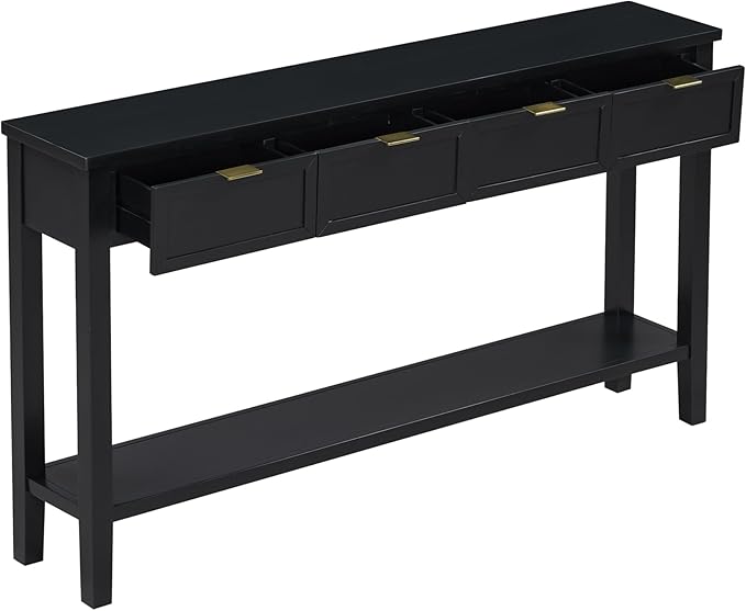 Ball & Cast 60“ Contemporary 4 Drawers Console Table, Long Narrow Entryway-Table - Image 5