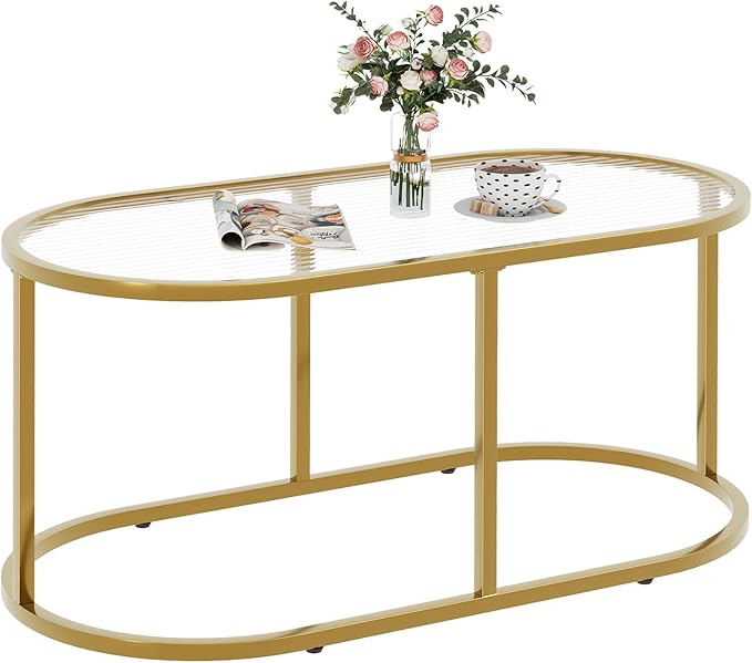 Coffee Table Gold Glass Coffee Table - Image 9