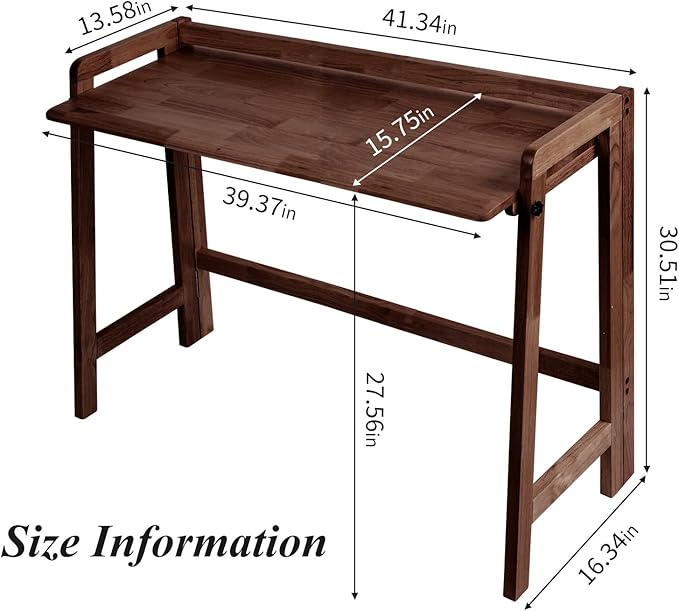 Computer Desk, Foldable Desk, Home Office Desks, Solid Wood Writing Desk - Image 2