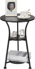Dulcii Small Round End Table for Narrow and Small Space, 3-Tier Round Accent by Zexvida