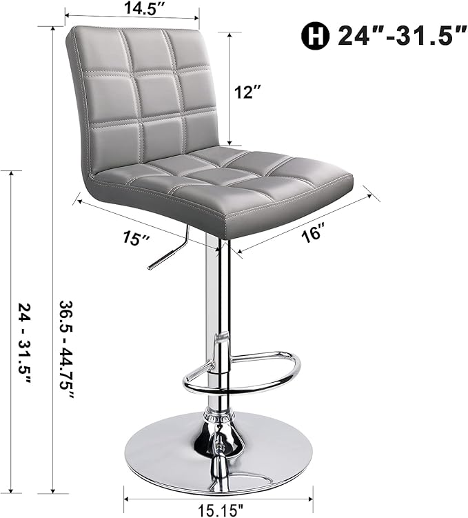 Leopard Modern Square Back PU Leather Adjustable Bar Stools - Image 2