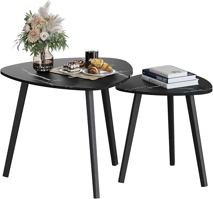 BAMEOS Bamboo Nesting Triangle End Table - Image 8