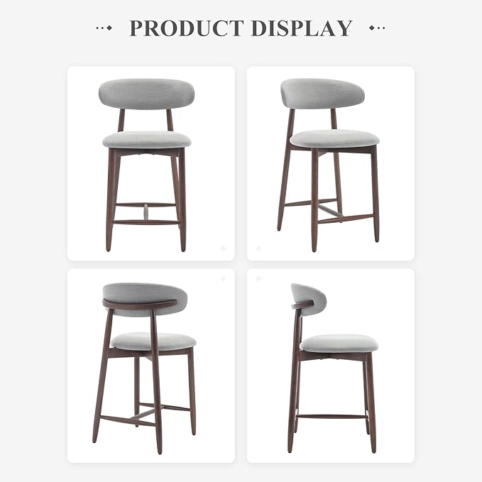 COLAMY Bar Stools Set of 6, Counter Height Bar Stools, Wood Bar Stools - Image 8