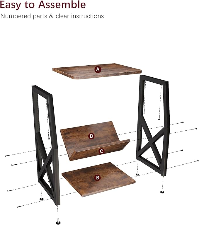 ALISENED Side Table, 3 Tier Narrow End Table - Image 8
