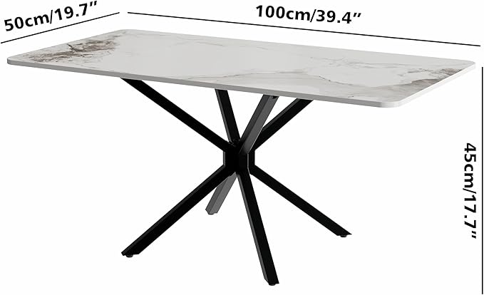 Faux Marble Coffee Table, Rectangle Modern Style Sintered Stone Living Room - Image 2