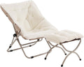 Tiita Folded Chair with Ottoman, Soft Faux Fur Oversized Folding Accent Chair by TiitaHome