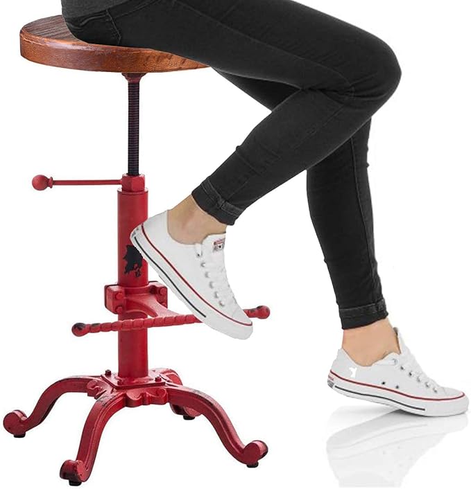 Topower Industrial Retro Vintage Farm Wooden Tractor Stool Kitchen Swivel - Image 5
