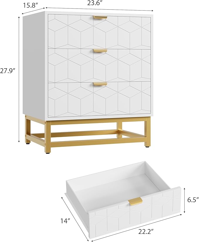 GAOMON 3 Drawer Dresser, Wood Chest Drawers - Image 2