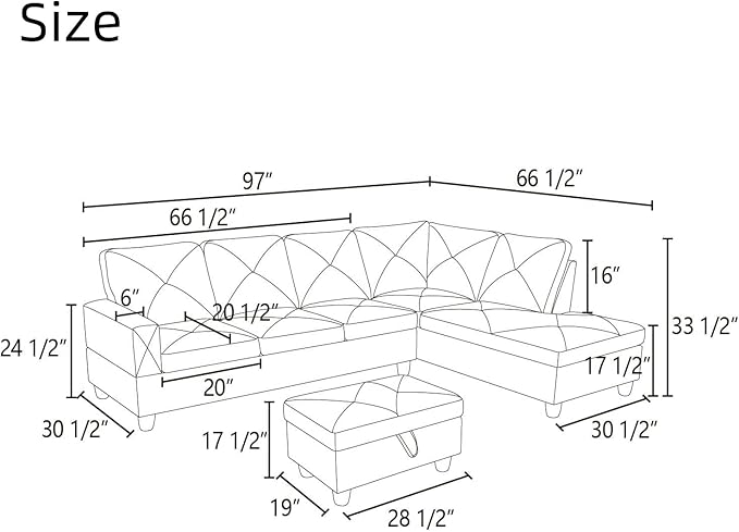 NAYSAYE L Shaped Couch, Modular Sectional Couch - Image 2