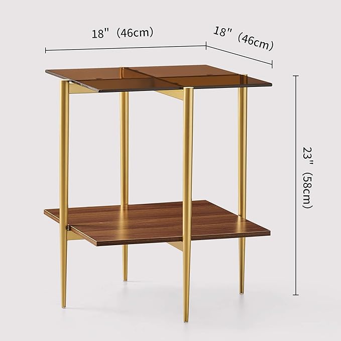 Glass End Table, Mid-Century Modern Design Sofa Table, L41 x W21 x H17 - Image 2