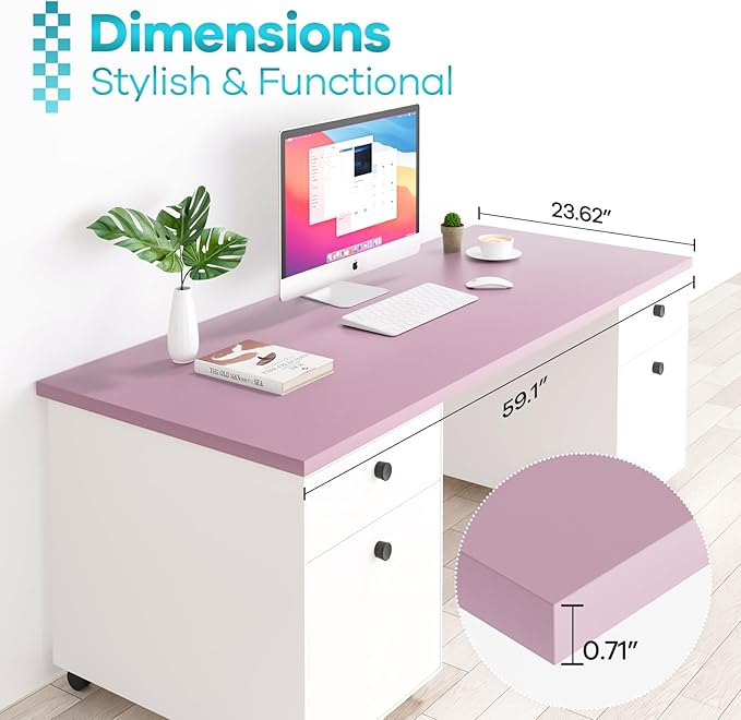 Kaboon Universal Tabletop 59.1"x23.62" Nostalgia Rose, Table Top only - Image 3