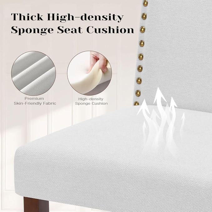 Kitchen Chairs Set of 2 Modern Upholstered Fabric Seat - Image 4