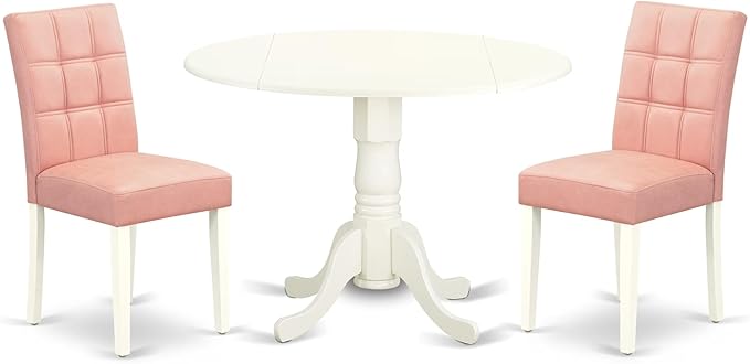 East West Furniture DLAS3-WHI-42 3 Piece Dining Table Set consists A Dinner by EastWestFurniture