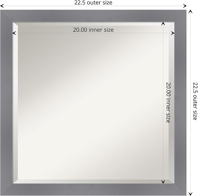 Amanti Art Grey Wall Mirror 23x23 Edwin Grey Square Bathroom Mirror - Image 4
