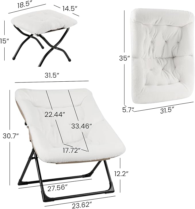 Comfy Saucer Chair for Adults, Soft Faux Fur Bedroom Chair - Image 3