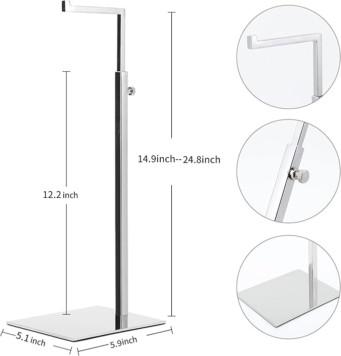 2 Pack Handbag Display Stands, Adjustable Height Stainless Steel Hanger Rack - Image 2