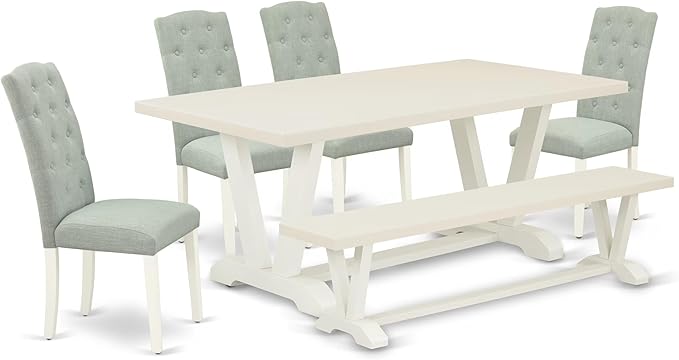 East West Furniture V027CE215-6 6 Piece Dining Room Table Set Contains a by EastWestFurniture