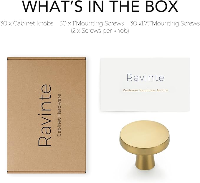 Ravinte 30Pack Drawer Pulls 1-1/4 Inch Kitchen Cabinet Knobs Solid Brushed - Image 7