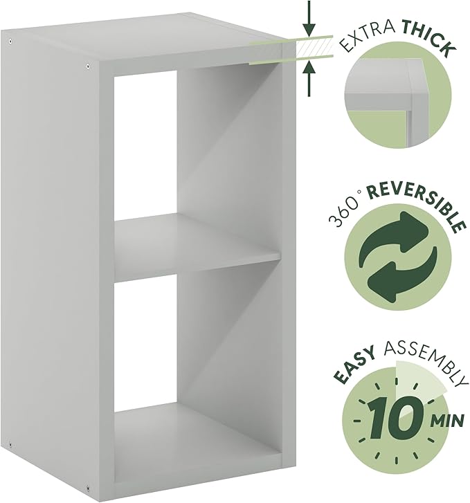 Furinno Cubicle Open Back Decorative Cube Storage Organizer, Light Grey - Image 6