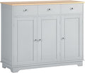 HOMCOM Sideboard with Solid Wood Countertop, Modern Kitchen Storage Cabinet by HOMCOM