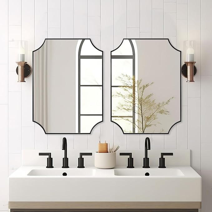 ANDY STAR Matte Black Bathroom Mirror, 22x30'' Scalloped Mirror - Image 4