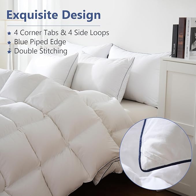 DOWNCOOL Feather Comforter King Size, All Season Luxurious Hotel Bed Comforter - Image 8