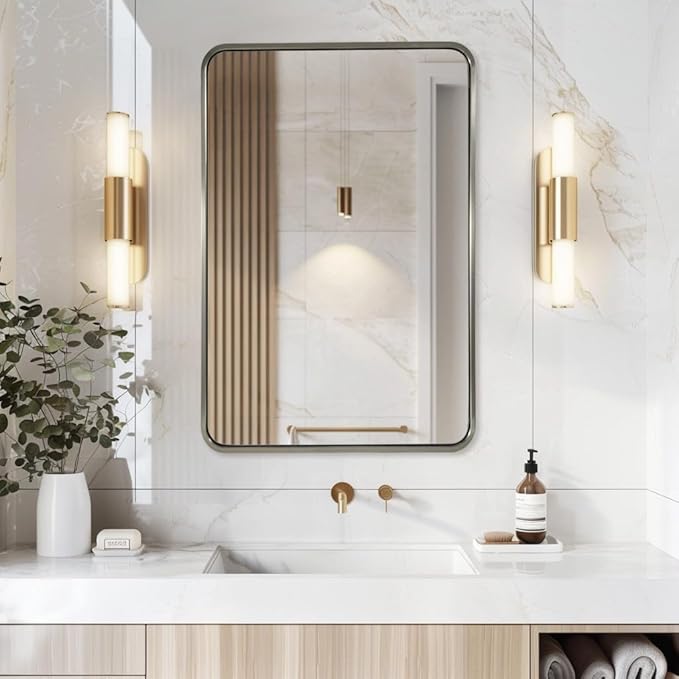ANDY STAR Chrome Mirrors for Bathroom, 24x36’’ Rounded Rectangle Mirror - Image 9