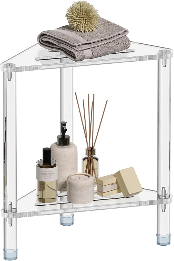 Acrylic Corner Shower Stool for Shaving Legs 11.42" D X 11.42" W X 17.91" H by GOIOOIA