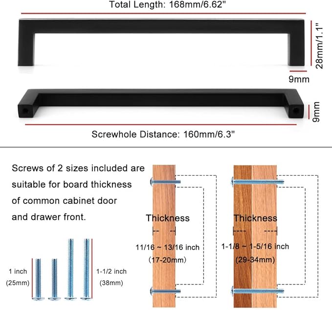 KOOFIZO 30-Pack Solid Square Bar Cabinet Handle - Image 2