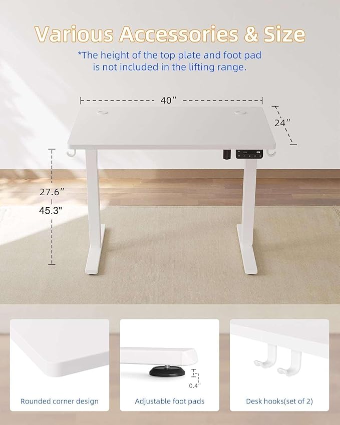 YIHAYO Electric Standing Desk, 40 x 24 Inches Stand Up Desk - Image 3