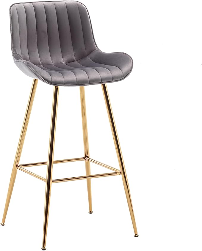 Sidanli Gold Bar Stools Set of 2, 29” Velvet Barstools, Kitchen Chairs - Image 8