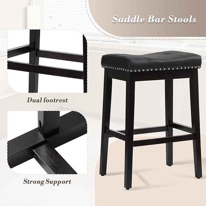 Athena Collection Counter Height Bar Stools Set of 2, 29.5 Inches Backless - Image 8