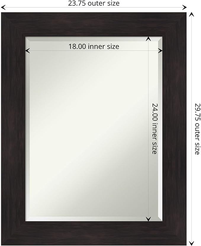 Amanti Art Brown Wall Mirror 30x24 Furniture Espresso Rectangle Bathroom Mirror - Image 4