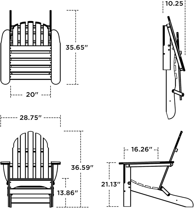 POLYWOOD AD5030WH Classic Folding Adirondack Chair - Image 3