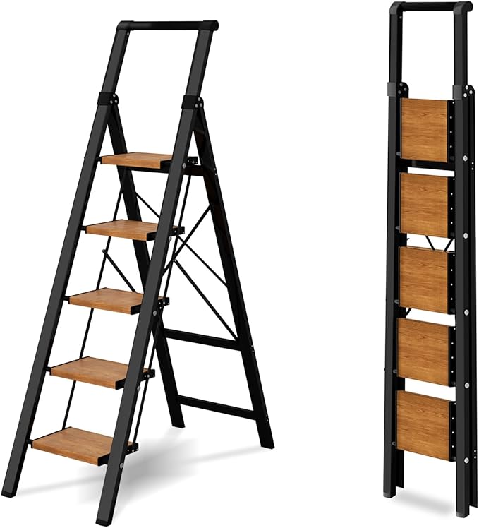 5 Step Ladder, Lightweight Folding Step Stool by STEPLADDER