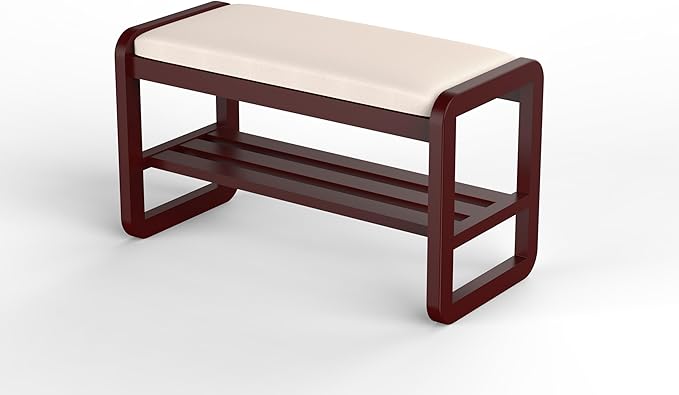 Solid Wood Shoe Rack, 2 Tier Shoe Storage Bench by Unknown