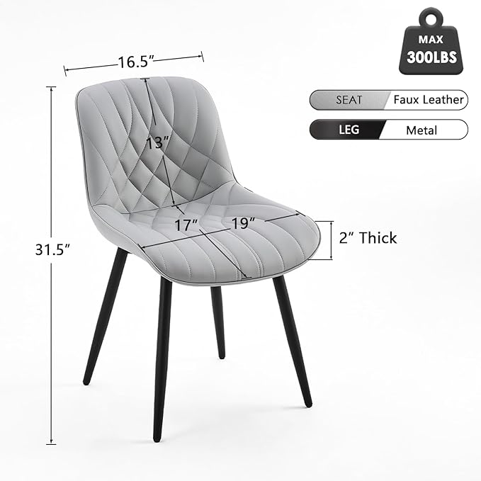 YOUNUOKE Dining Chairs Set of 2 Mid Century Modern Kitchen Chair Comfortable - Image 2