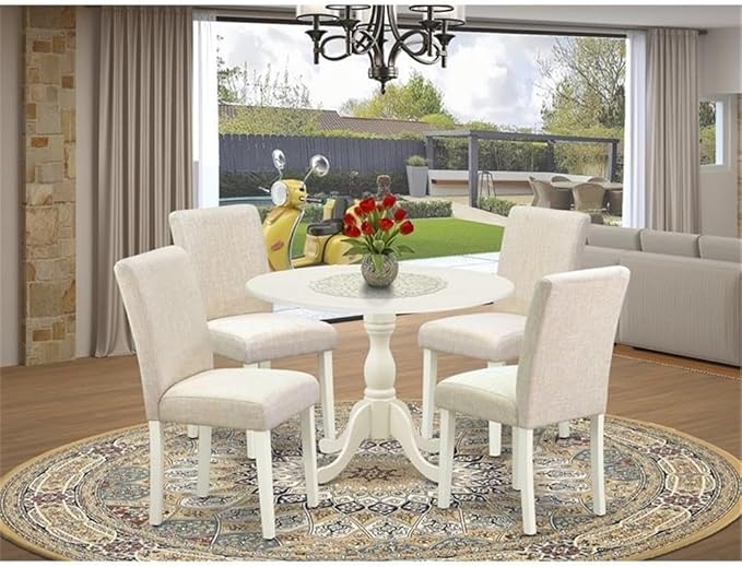 East West Furniture DMAB5-LWH-02 5 Piece Dining Table Set - Image 2