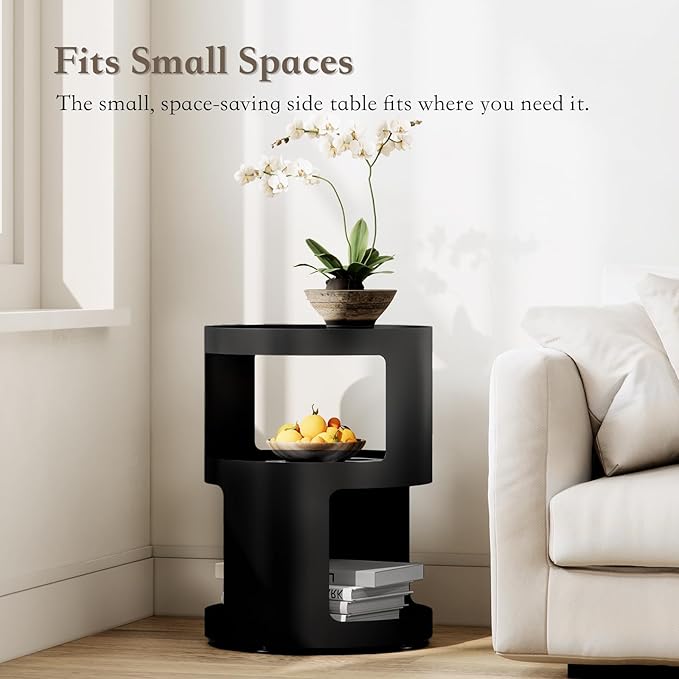 XIV Side Table, Round End Table, Modern Nightstand, Metal Accent Table - Image 6