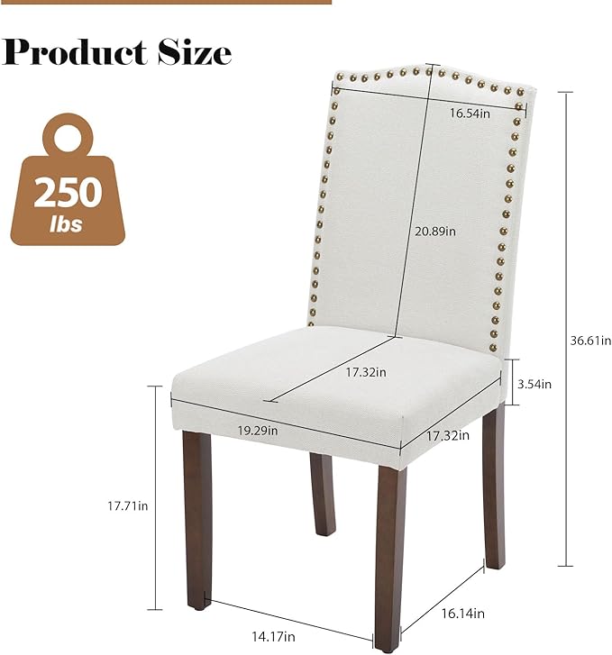 Kitchen Chairs Set of 6 Modern Upholstered Fabric Seat - Image 3