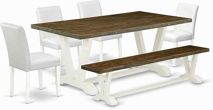 East West Furniture V077AB264-6 6 Piece Dining Table Set Contains a Rectangle by EastWestFurniture