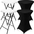 Wenqik 2 Sets 32" High Top Round Folding Cocktail Tables White Bar Height by Wenqik
