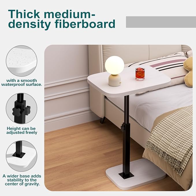 Adjustable Side Table TV Tray, C Shaped End Table, Small Bedside Table - Image 7