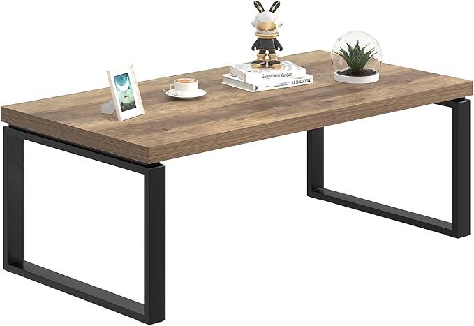 EXCEFUR Coffee Table, Modern Wood and Metal Living Room Table, Industrial - Image 8