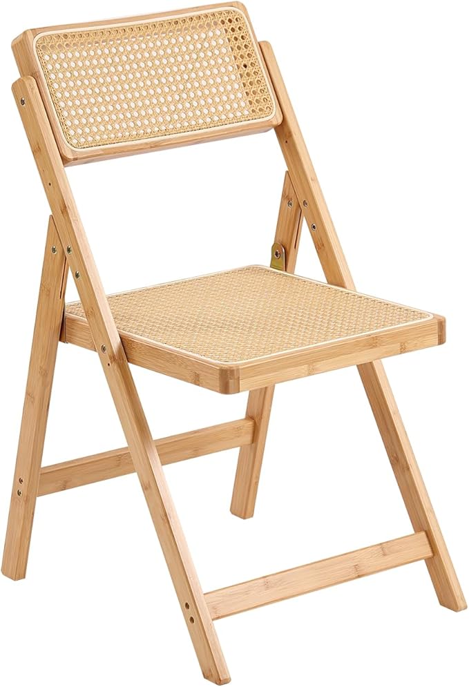 Tiita Rattan Dining Chairs Set of 1, Mid Century Modern Folding Chair, Bamboo by TiitaHome