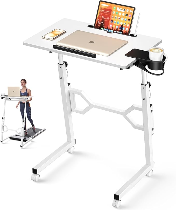 Small Standing Desk with Wheels, Portable Treadmill Desk, Rolling Desk by Unknown
