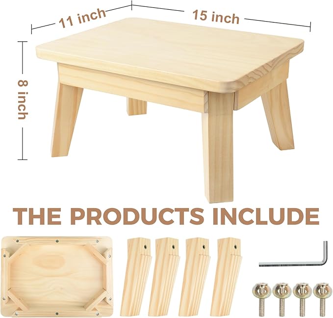 HOUCHICS Wooden Step Stool, One Step Stool - Image 3