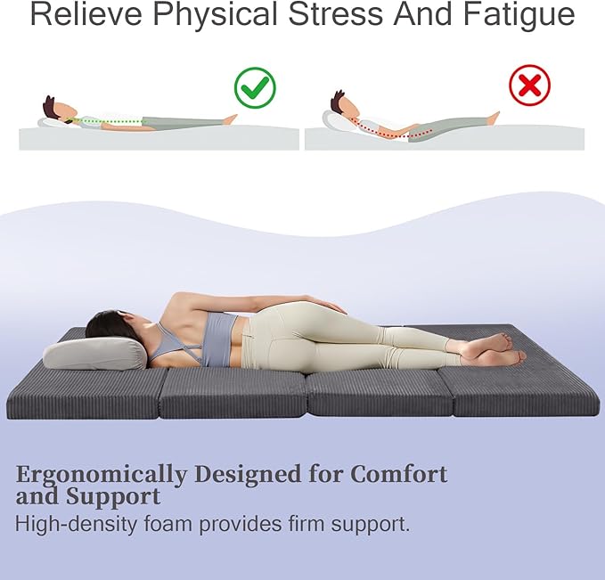 MeMoreCool Folding Foam Futon Mattress Full, Foldable Japanese Floor Mattress - Image 5
