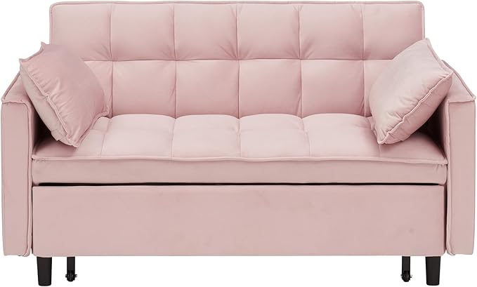 Ball & Cast Convertible Sofa Bed, Loveseat Sleeper Sofa W/Pull-Out Bed&2 Pillows - Image 6