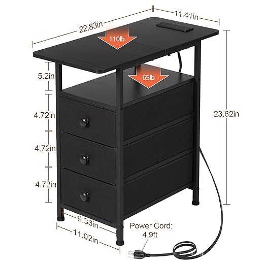 AMHANCIBLE Narrow End Table Living Room - Image 3